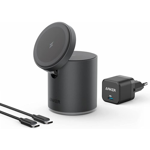 Anker MagGo brezžični magsafe dvostopenjski polnilec z naklonom črn Slike