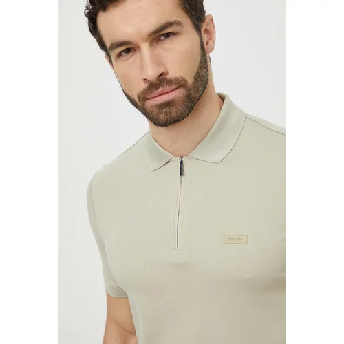 Calvin Klein Pamučna polo majica boja: zelena, bez uzorka