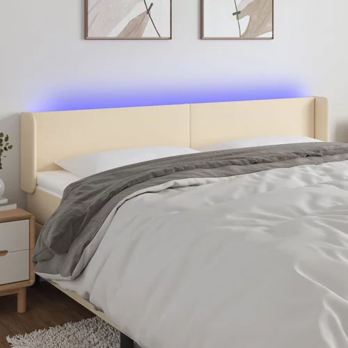 vidaXL LED posteljno vzglavje krem 183x16x78/88 cm blago