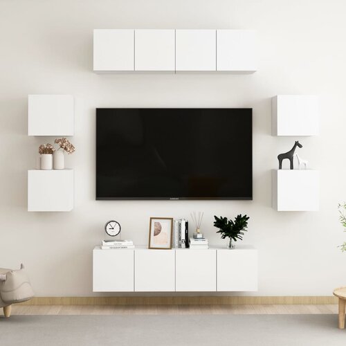 8-dijelni set TV ormarića bijeli od konstruiranog drva Slike