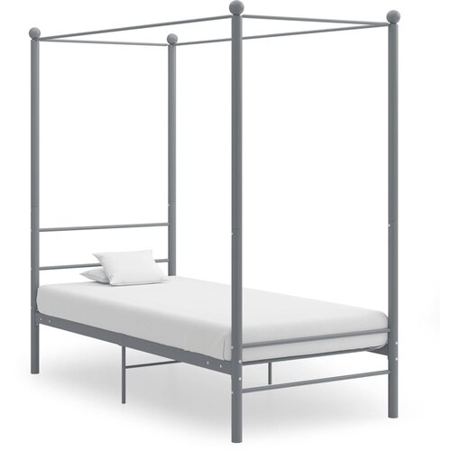 VidaXL Okvir za krevet s nadstre&amp;scaron;nicom sivi metalni 90 x 200 cm Slike