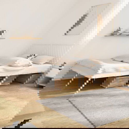 Metalni Kovinski posteljni okvir z vzglavjem bel 160x200 cm Cene