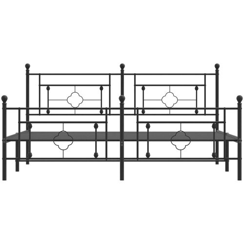  Metalni okvir kreveta uzglavlje i podnožje crni 183x213 cm Slike
