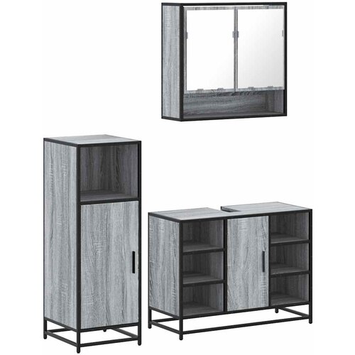 vidaXL kopalniško pohištvo 3 kosi siva sonoma inženirski les Cene