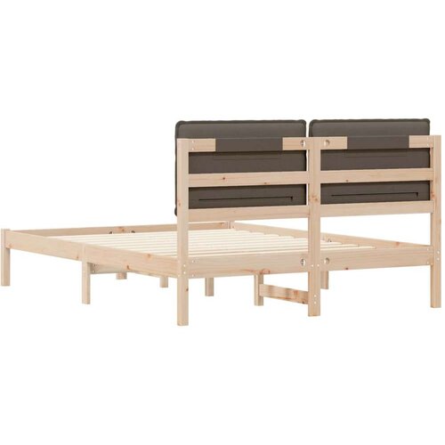  Krevetni okvir s tapiciranim uzglavljem Sivo-smeđa 135 x 190 cm Slike