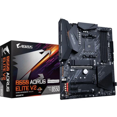 Gigabyte MB B550 AORUS ELITEAM4; 4xDDR4; 2xM.2; 4xSATA;DP,HDMI; 7xUSB; ATX; Slike