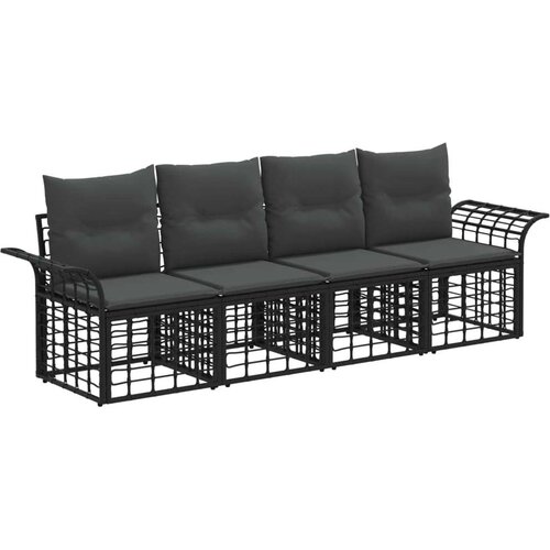  Zunanja garnitura za sedenje 4 pcs Črna in Temno siva Poliester, (5000269846) Cene