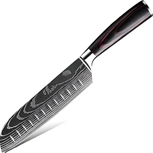 IZMAEL Kuhinjski nož BL-38108 - Santoku / Črna / Rjava Cene