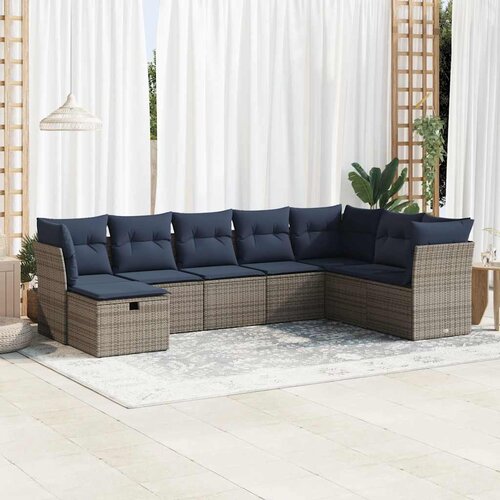 vidaXL 8-dijelni set vrtnih sofa od poliratana s jastucima sivi Cijene