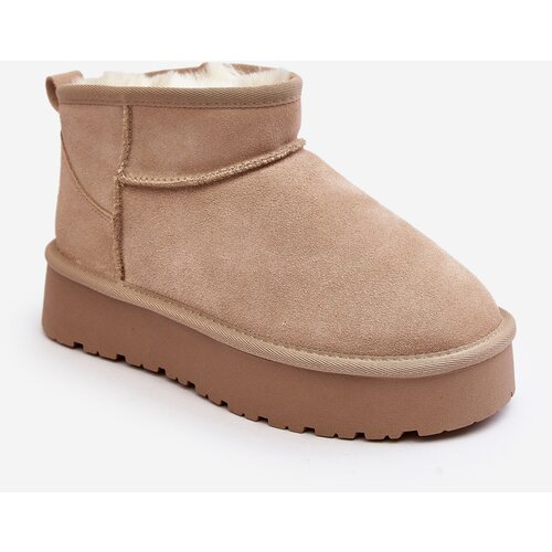 Kesi Fashionable Suede Low Snow Boots Light Beige Nucca Cene