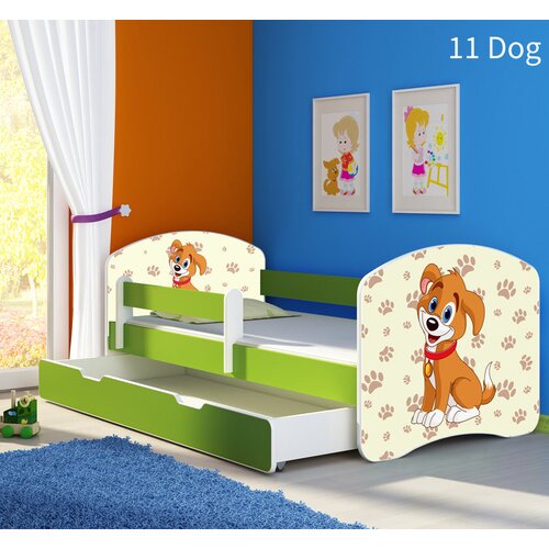  Otroška postelja ACMA z motivom, stransko zelena + predal 180x80 cm 11 Dog Cene