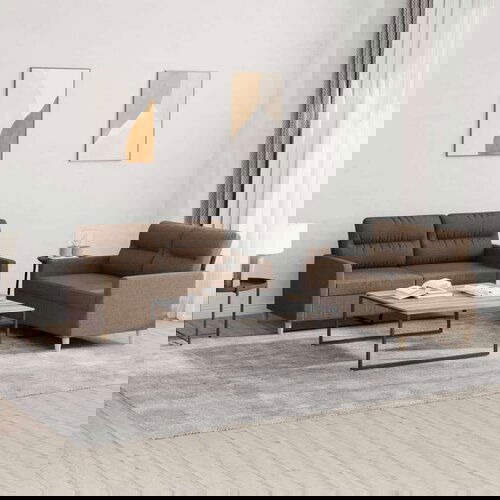  2-dijelni set sofa s jastucima smeđi od tkanine Slike