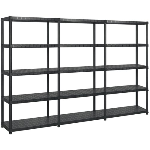 VidaXL Regal s policami 5-nadstropni črn 274,5x45,7x185 cm plastika Slike