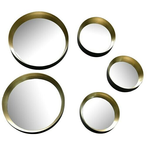  Okruglo ogledalo Lia Ø 25, 23, 18, 2 x 15 cm (Zlatno / Crna boja) Cene