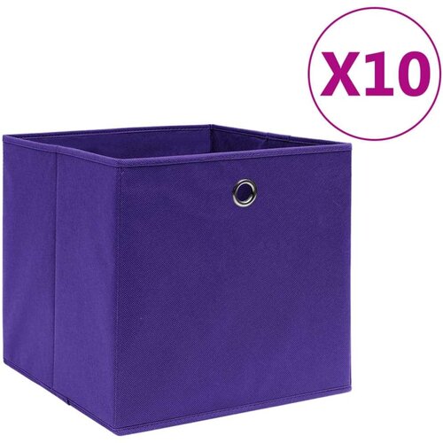 VidaXL Kutije za pohranu 10 kom netkana tkanina 28x28x28 cm ljubičaste Slike