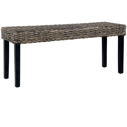 vidaXL Klop 110 cm črn naraven kubu ratan in trden mangov les, (20770489) Cene