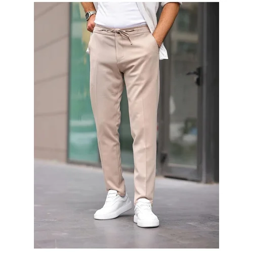 Dewberry 15728 Slim Fit Jogger Mens Trousers-CREAM