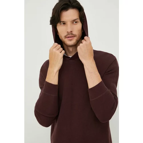 Sisley Bombažen pulover moška, bordo barva,