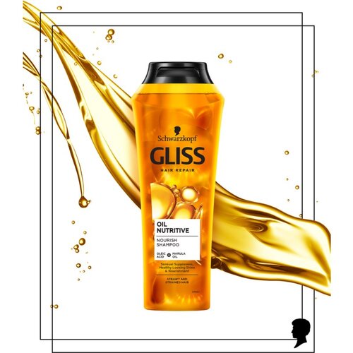 Schwarzkopf Gliss Kur Oil Nutritive obnovitveni &amp;scaron;ampon za dolge lase z razcepljenimi konicami 250 ml za ženske Slike