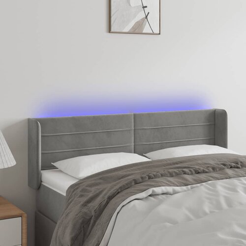 vidaXL LED uzglavlje svjetlosivo 147x16x78/88 cm baršunasto Cijene