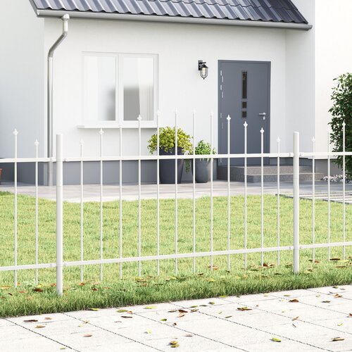 VidaXL Panel ograde s vrhom Set od 4 Bijela Čelik s prahom premazom Slike
