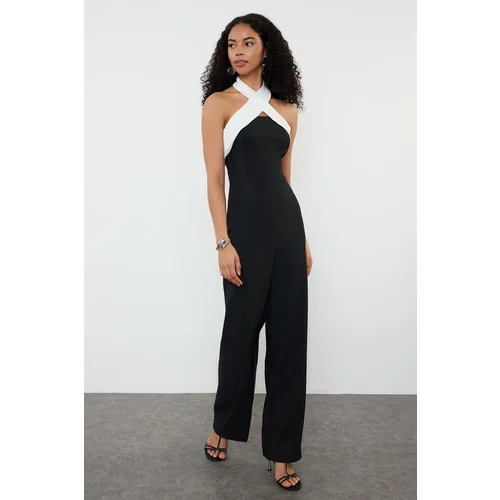 Trendyol Black Collar Detailed Maxi Woven Jumpsuit