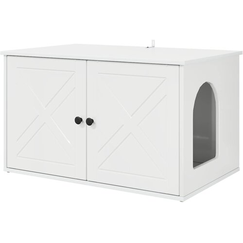 vidaXL Mačja Kuća Sjajno bijelo 85 x 55 x 50 cm Konstruirano drvo Cene