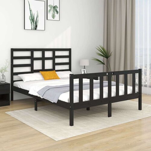  Za krevet od masivnog drva crni 140 x 190 cm Slike