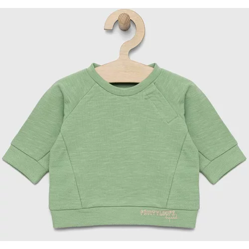 United Colors Of Benetton Pamučna dukserica za bebe boja: zelena, s tiskom