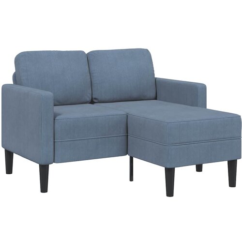 SOFA 2-sjed s ležaljkom u obliku slova L plava 125 cm lan Slike