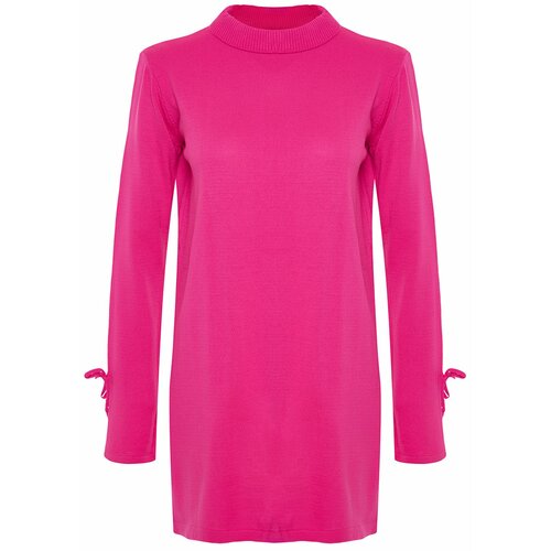 Trendyol Pink Stand-Up Collar Knitwear Sweater with Binding Detailed Sleeves Slike