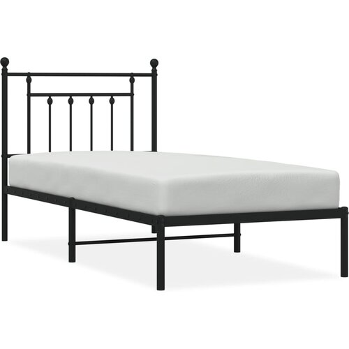 Maison Chic Kovinski Posteljni okvir - Enojna postelja - Postelja za odrasle z vzglavjem črn 90x190 cm, (21693971) Slike