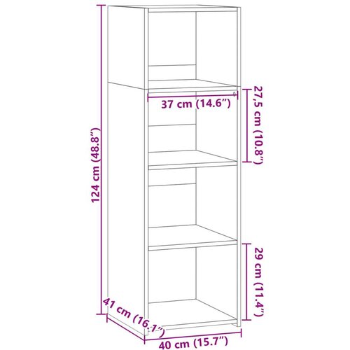 VidaXL Visoka komoda boja hrasta 40x41x124 cm od konstruiranog drva Slike