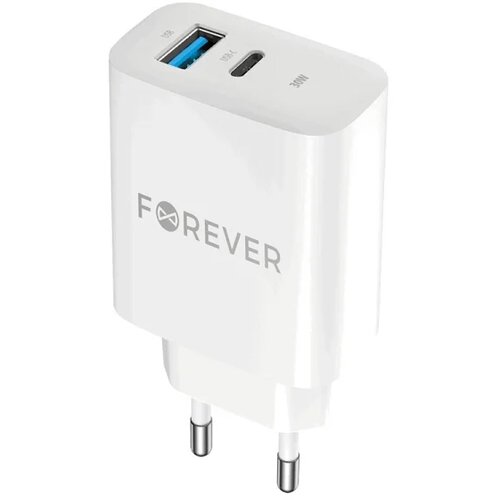 Forever TC-07-30AC PD QC charger 1x USB-C 1x USB 30W white Cene