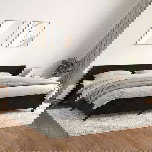  Box spring postelja z vzmetnico črna 200x200 cm žamet, (20791421) Cene