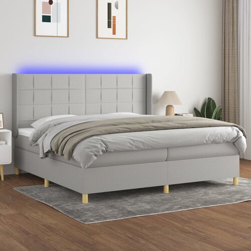  Krevet box spring s madracem LED svjetlosivi 200x200 cm tkanina Cijene