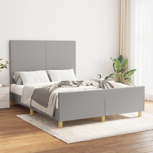 The Living Store Posteljni okvir z vzglavjem svetlo siv 140x190 cm blago - Posteljni Okvir Z Vzglavjem, (21523450) Slike