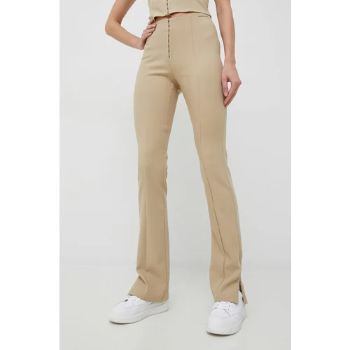 Calvin Klein Jeans Hlače za žene, boja: bež, ravni kroj, visoki struk