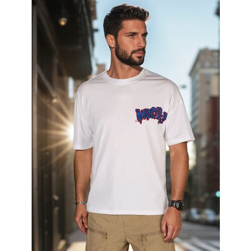 DStreet T-shirt męski z nadrukiem biały Slike