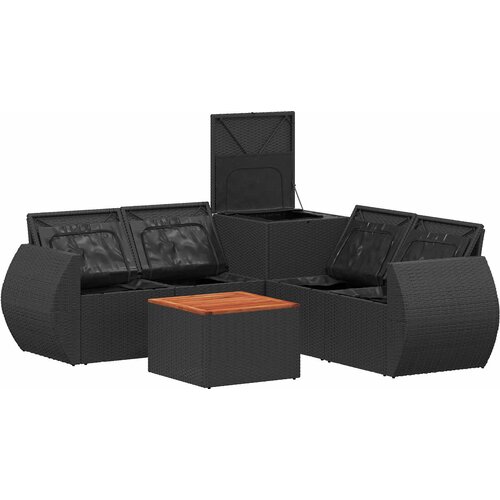 Set sofe 6 kom. Crna Poli Rattan i čelik Slike