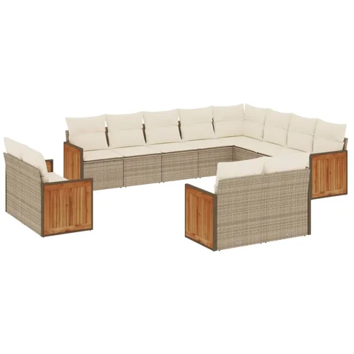 vidaXL 12-dijelni set vrtnih sofa od poliratana s jastucima bež vidaXL 12-dijelni set vrtnih sofa od poliratana s jastucima bež