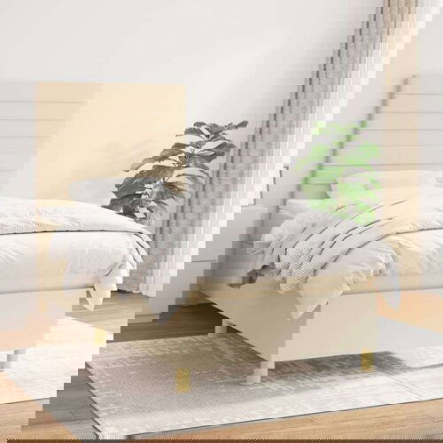  Krevet s oprugama i madracem krem 90 x 190 cm od tkanine Cijene