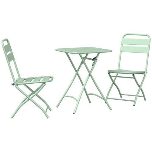 VidaXL 3-delni zložljiv bistro komplet svetlo mint jeklo Slike