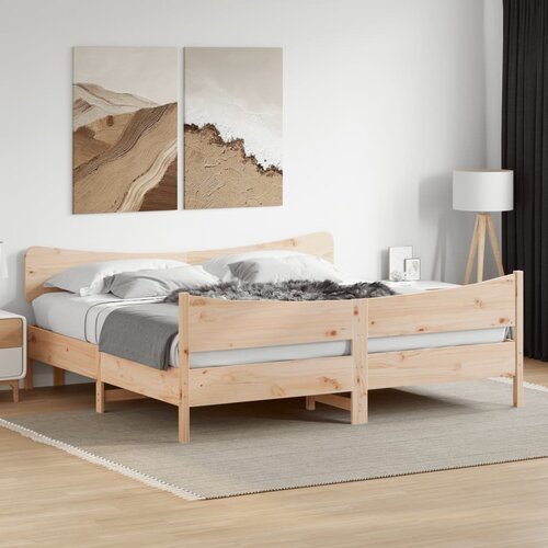  The Living Store Posteljni okvir brez vzmetnice 200x200 cm trdna borovina - Posteljni Okvir, (21446447) Slike