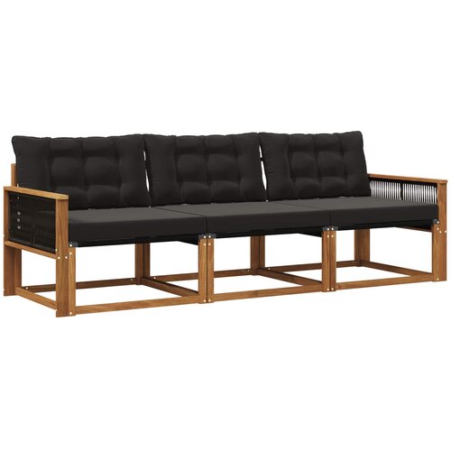  Set vanjskih sofa 3 kom. Prirodna i crna Slike