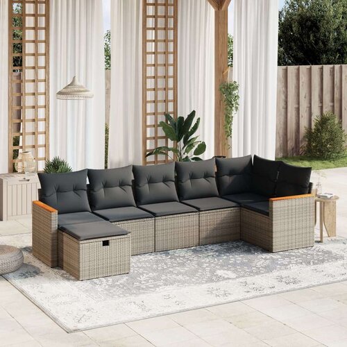  7-dijelni set vrtnih sofa sivi od poliratana Cene