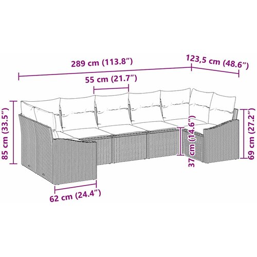  Set sofe 7 kom. Svjetlosiva poliratan 289 x 123,5 x 85 cm Slike