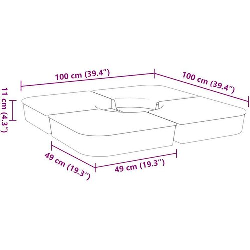 VidaXL 4-dijelni set suncobrana za križni suncobran 100 kg PP Slike