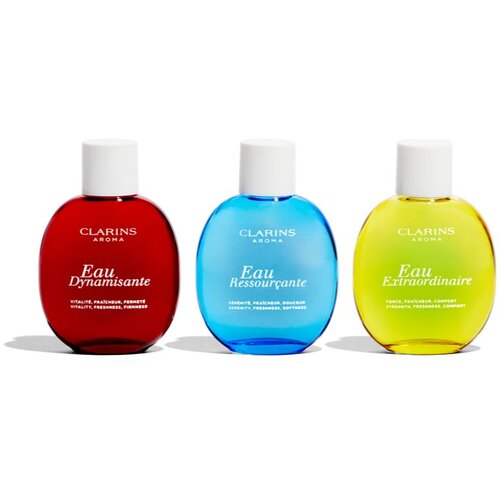 Clarins Aroma Iconic Treatment Fragrances set: negovalna dišeča vodica Eau Dynamisante 30 ml + negovalna dišeča vodica Eau Ressourcante 30 ml + negovalna dišeča vodica Eau Extraordinaire 30 ml unisex Cene