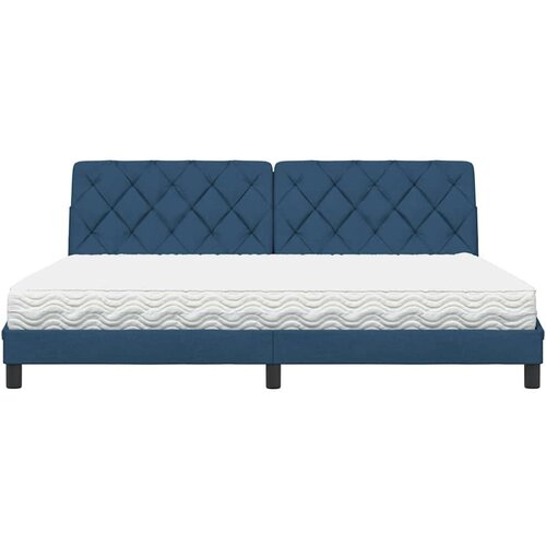VidaXL Krevet s madracem plavi 200 x 200 cm od tkanine - Plava 200 x 200 cm Slike